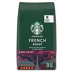 28-Oz Starbucks Dark Roast Whole Bean Coffee (French Roast) $12.05 w/ Subscribe & Save