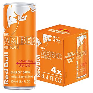 4-Pack 8.4-Oz Red Bull Amber Edition Strawberry Apricot Energy Drink $5.31 w/S&S + Free Shipping w/ Prime or on $35+