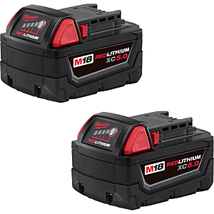 2-Pack Milwaukee M18 REDLITHIUM XC5.0 Extended Capacity Batteries $110 + Free Shipping