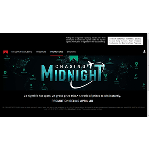 Marlboro "CHASING MIDNIGHT" contest and IW begins 4/30/18.  Ends 6/24/18