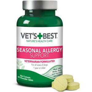 Vet’s Best Seasonal Allergy Relief Dog Allergy Supplement, Relief from Dry or Itchy Skin, 60 Chewable Tablets $1.31 with s/s