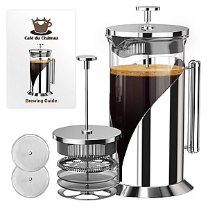 French Press Coffee Maker (34 Ounce) with 4 Level Filtration System - 304 Grade Stainless Steel - Heat Resistant Borosilicate Glass (40% off) $16.17