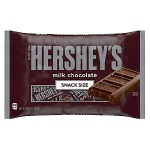 WALGREENS  Hersheys Snack Size Candy, Halloween, Milk Chocolate 10.35oz bag $2.49