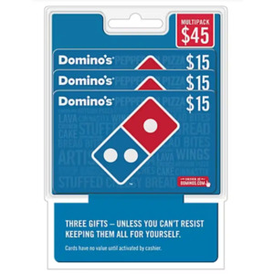 BJs Members: 3-Pack $15 Domino's Gift Cards (Physical Delivery) $35.99