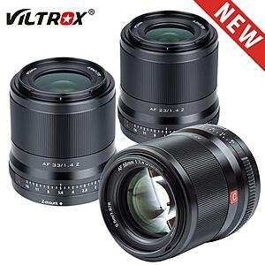 Viltrox Z-mount 23mm/33mm/56mm f1.4 prime lens bundle for $760