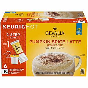 Gevalia Pumpkin Spice Latte Espresso Keurig K Cup Coffee Pods and Froth Packets 6ct $3.04