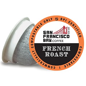 San Francisco Bay Compostable Coffee Pods - French Roast (80 Ct) K Cup Compatible including Keurig 2.0, Dark Roast, $21.59 - as low as $18.71 w/5 S&S items