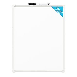 $6.98 Limited-time deal: MaxGear Double-Sided Dry Erase Board for Wall, 14"x11" Hanging Whiteboard, Small White Board with a Black Dry Erase Marker, Portable Whiteboard - $6.98