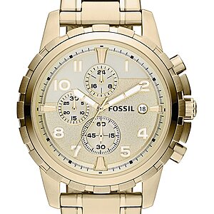 Fossil Men's Dean Quartz Stainless Steel Chronograph Watch, Color: Gold (Model: FS4867IE) $51.99