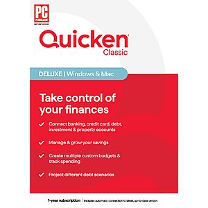 1-Year Quicken Classic Deluxe Subscription (Windows/Mac) $31