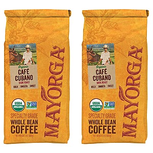 Mayorga Café Cubano Roast, USDA Organic, Dark Roast, Whole Bean Coffee, 2lb, 2-pack - $29.99 Costco
