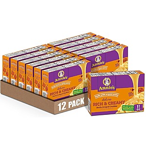 $23.46 w/ S&S: Annie's Deluxe Macaroni & Cheese with Organic Pasta, Aged Cheddar Cheese & Shells, 11 oz (Pack of 12) @ Amazon