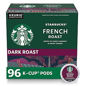 Amazon has 96-count Starbucks K-cup French Roast  - $30.66