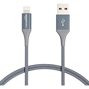 Amazon Basics iPhone Nylon Charger Cable USB-A to Lightning: 3' Dark Gray $5.40 & More