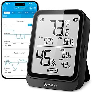 GoveeLife H5104 Hygrometer Thermometer w/ Bluetooth + LED Display (Black) $8.39 + FS w/ Prime or orders $35+
