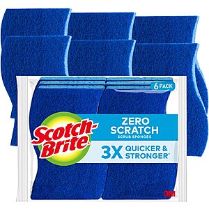 6-ct Scotch-Brite Zero Scratch Scrub Sponges $5.65 w/ Subscribe & Save