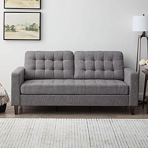 76" Brookside Brynn  Polyester Upholstered Square Arm Sofa (Light Gray) $265 + Free Shipping