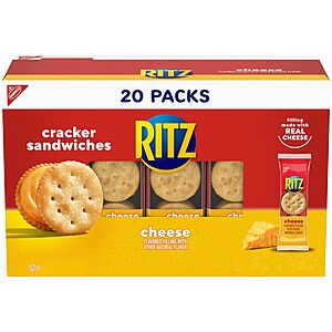 20 Snack Packs RITZ Cheese Sandwich Crackers (6 Crackers Per Pack) $5.60 w/ S&S + Free S&H w/ Prime or $35+