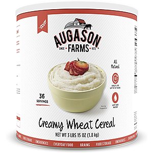 emergency food Augason Farms Creamy Wheat Cereal 3 lbs 15 oz No. 10 Can - $7.22