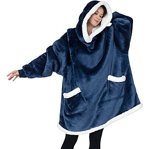 Bedsure Wearable Sherpa Blanket Hoodie (Navy, Standard) $25.80 + Free Shipping