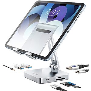 BYEASY iPad Pro USB C Hub with Stand, 7 in 1 USB-C Docking Station with 4K 30HZ HDMI, 3.5mm Audio Jack, 60W PD Charging, 2 x USB 3.0, SD/TF Card Reader $41.99