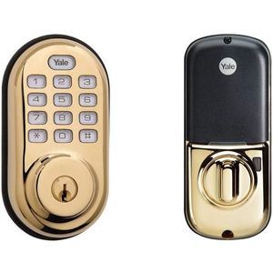 Yale Security Electronic Push Button Deadbolt Fully Motorized with Zwave Technology, Polished Brass - Door Dead Bolts - Amazon.com $39.99