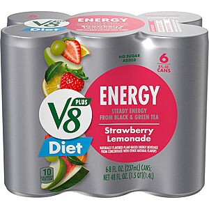 Amazon.com : V8 +ENERGY Diet Strawberry Lemonade Energy Drink, Contains 10 Calories Per Serving, 8 FL OZ Can (Pack of 6) : Grocery & Gourmet Food $3.83