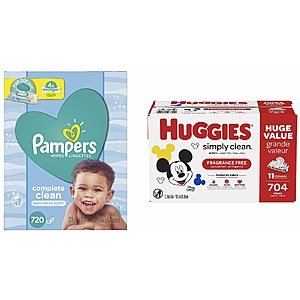 4-Pack 720-Ct Pampers Baby Wipes + 4-Pack 704-Ct Huggies Baby Wipes $82.25 w/ S&S + Free S/H