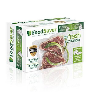 FoodSaver 5Ct  8" & 11" Rolls $23.99 AC + Free Shipping