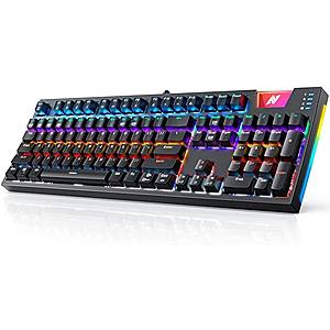 ABKONCORE Gaming Mechanical Keyboard w/ OUTEMU Blue Switches, RGB Side LED and Backlit for $32.39 + FSSS
