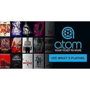 Atom Tickets App: Any Movie  B1G1 Free