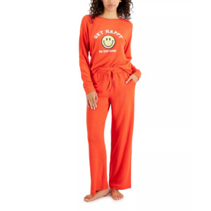 2-Pc Jenni Women's Solid Cozy Pajama Set (Happy Papaya Punch, Sizes: XS-L) $14 + Free Store Pickup at Macy's or F/S on Orders $25+