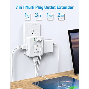 Trond 7-in-1 Multi Plug Outlet Extender (One 3-Pin & Three 2-Pin AC Outlets and 2 USB-A & 1 USB-C Charging Ports) $7.50 + Free Shipping w/ Prime or on $25+