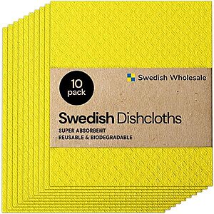 10-Pack Swedish Wholesale Microfiber Swedish Dish Cloths (Yellow) $10.44 + Free Shipping w/ Prime or on $35+