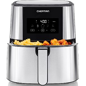 8-Quart Chefman 2-in-1 Max XL Air Fryer Digital Touch Screen w/ Basket Divider (Stainless Steel) $49 + Free Shipping