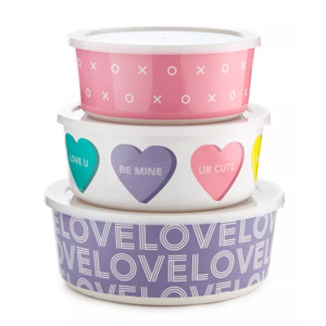 The Cellar Valentine's Day Kitchenware: 3-Piece Printed Nesting Storage Containers & Lids Set $19.20, 2-Piece Love Acrylic Food Storage $10.40 & More + F/S on $25+