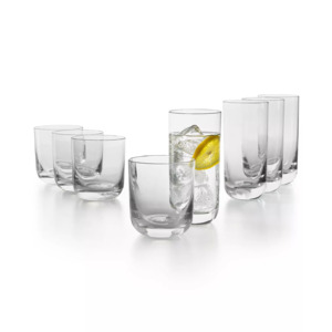 Hotel Collection 8-Count Clear Tumbler Glasses $17.50, 4-Count Highball Glasses w/ Gray Accent or Fluted Highball Glasses $17.50 & More + Free Store Pickup at Macy's or F/S on $25+
