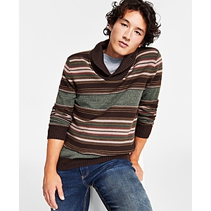 Sun + Stone Men's Apparel: Blanket Stripe Shawl Sweater (Pebble Heather) $16.73, Plaid Long-Sleeve Shirt $15.03 & More + Free Store Pickup at Macy's or F/S on $25+