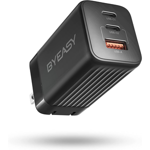 BYEASY 65W GaN USB C Charger, 3-Port PD PPS Fast Charger, USB C Wall Charger Power Adapter $20