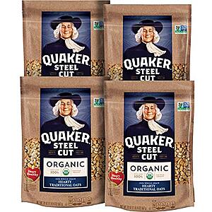 Amazon - Quaker Steel Cut Oats, USDA Organic, Non GMO Project Verified, 20oz Resealable Bags (Pack of 4) - $11.04 w/5 items S&S and 20% off coupon