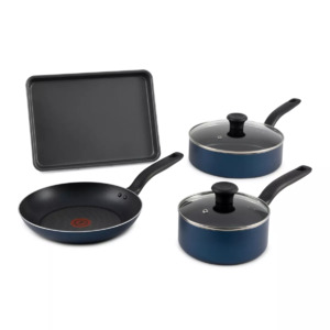 6-Piece T-Fal Simply Cook Nonstick Aluminum Cookware Set (Blue, 10.5" Frying Pan, 3-Qt Saute Pan w/ Lid, 2-Qt Saucepan w/ Lid, Cookie Sheet) $12 + Free Shipping