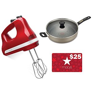 KitchenAid 5-Sp Hand Mixer + 5Qt T-Fal Jumbo Cooker + $25 Macys eGift Card $53 after Slickdeals Rebate + Free S&H