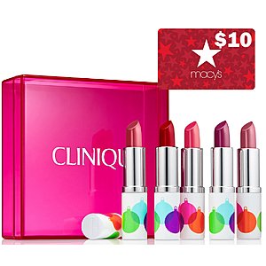 5-Pc Clinique Full Size Lipstick Set + $10 Macys eGift Card $25 + free shipping via slickdeals rebate, More