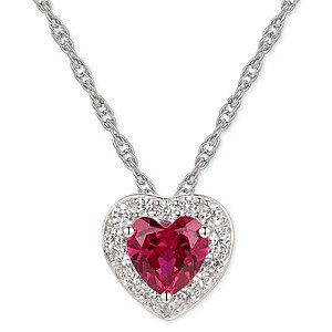 Macys Jewelry Flash Sale: Macy's Lab-Created Ruby (1-1/3 ct.t.w.) & White Sapphire (1/2 ct. t.w.) 18" Pendant Necklace in Sterling Silver $7.50, More + free ship on $25+