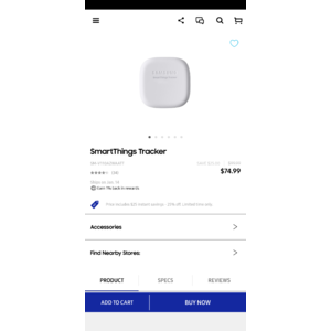 Shop Samsung or Samsung.com has Samsung Smartthings Tracker LTE-  Special Offer $25 Off for $74.99