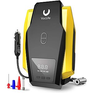 VacLife DC 12V Portable Air Compressor for Car Tires & Other Inflatables $15 + Free Shipping