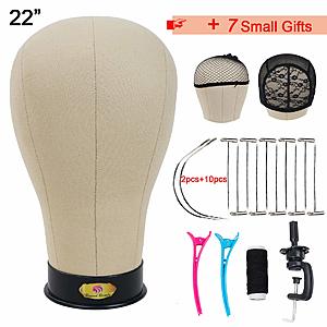 22 Inch Professional Canvas Wig Block Head With Stand and Pins $14.25 + Free Shpping