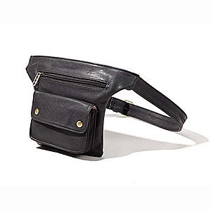 Badiya Couples Multifunction Black PU Leather Waist Packs with Cell Phone Pouch for $9.37 @Amazon
