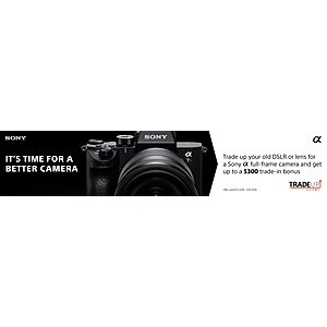 up to $500 off Select Sony Cameras, Lenses when you trade in any working interchangeable Camera or Lens (beach camera)