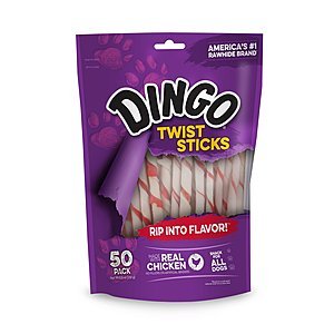 Dingo Twist Sticks 50pk $3.87~ per pack (8 packs) after $10 Amazon Discount + S&S on $30.96+tax FS w/ Prime